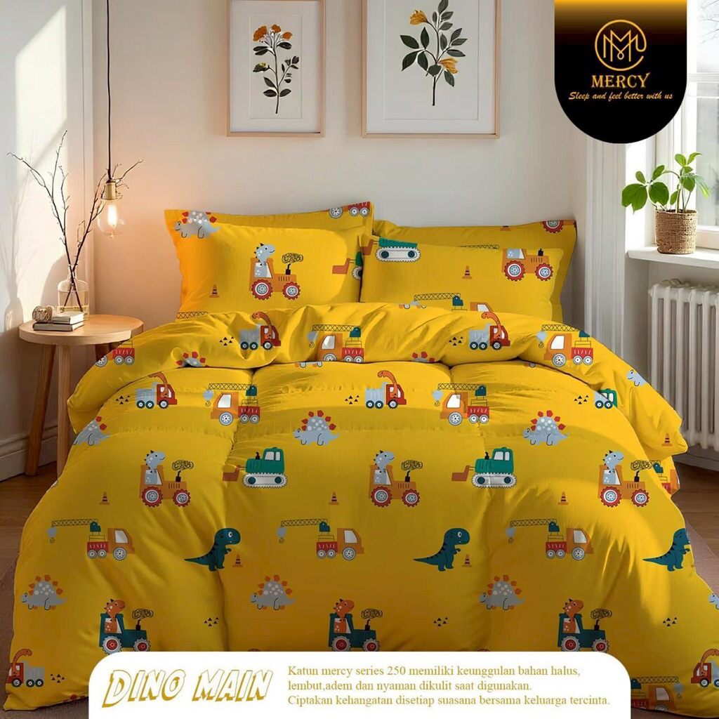 kain Sprei Meteran Bahan Katun CVC Premium Motif Dino Main Beverly