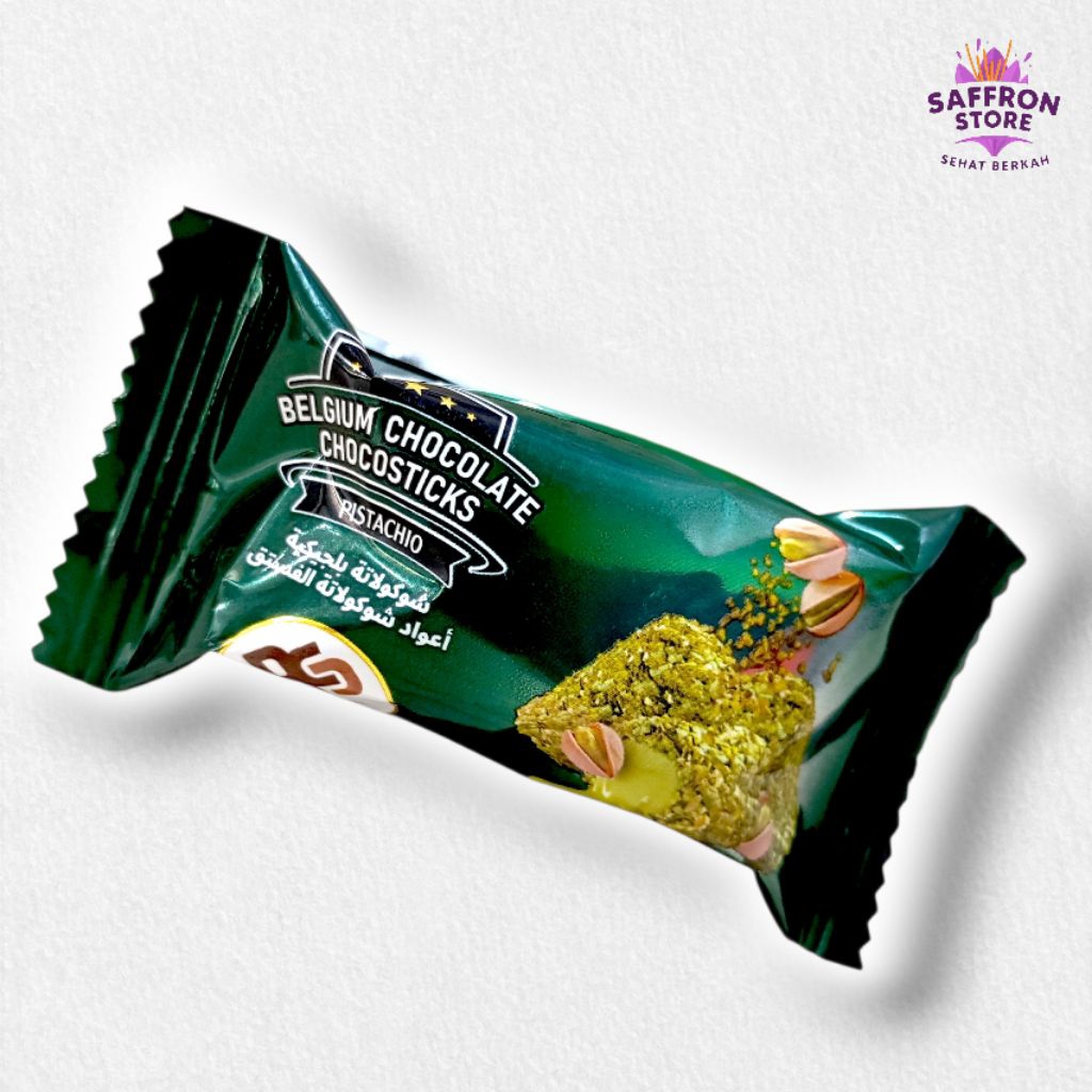 BELGIUM CHOCOLATE CHOCOCTICKS PISTACHIO 20gram/ Coklat Belgium Pistachio