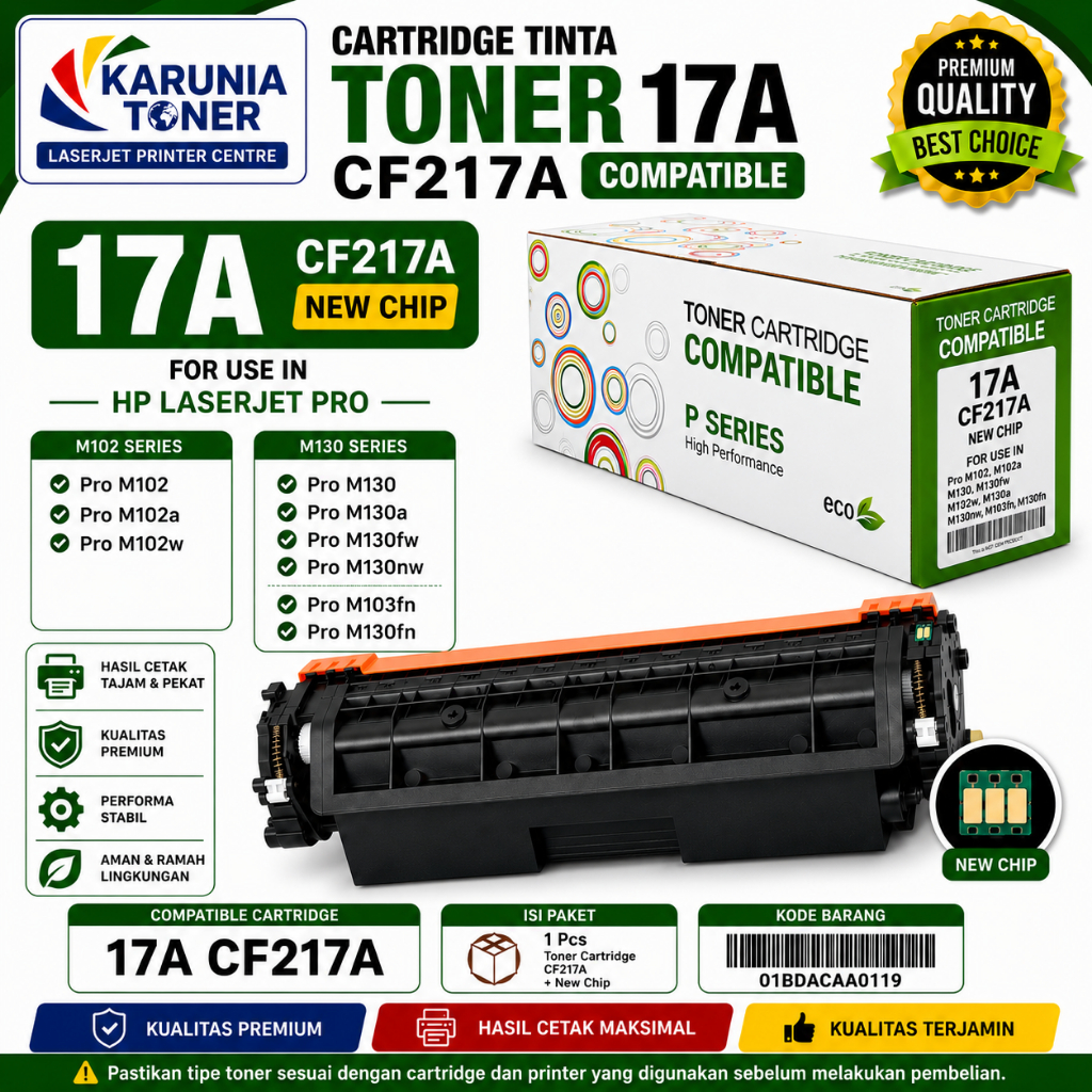 Cartridge Tinta Toner 17A CF217A Printer Pro M102 M102a M130fw M102w M130a M130nw M103fn M130fn