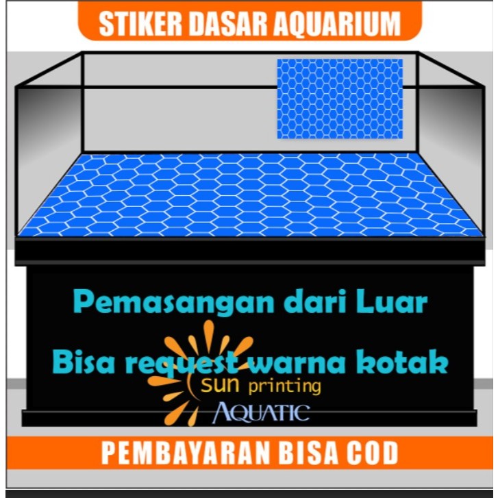 Stiker Latar Lantai Dasar Hexagonal Biru