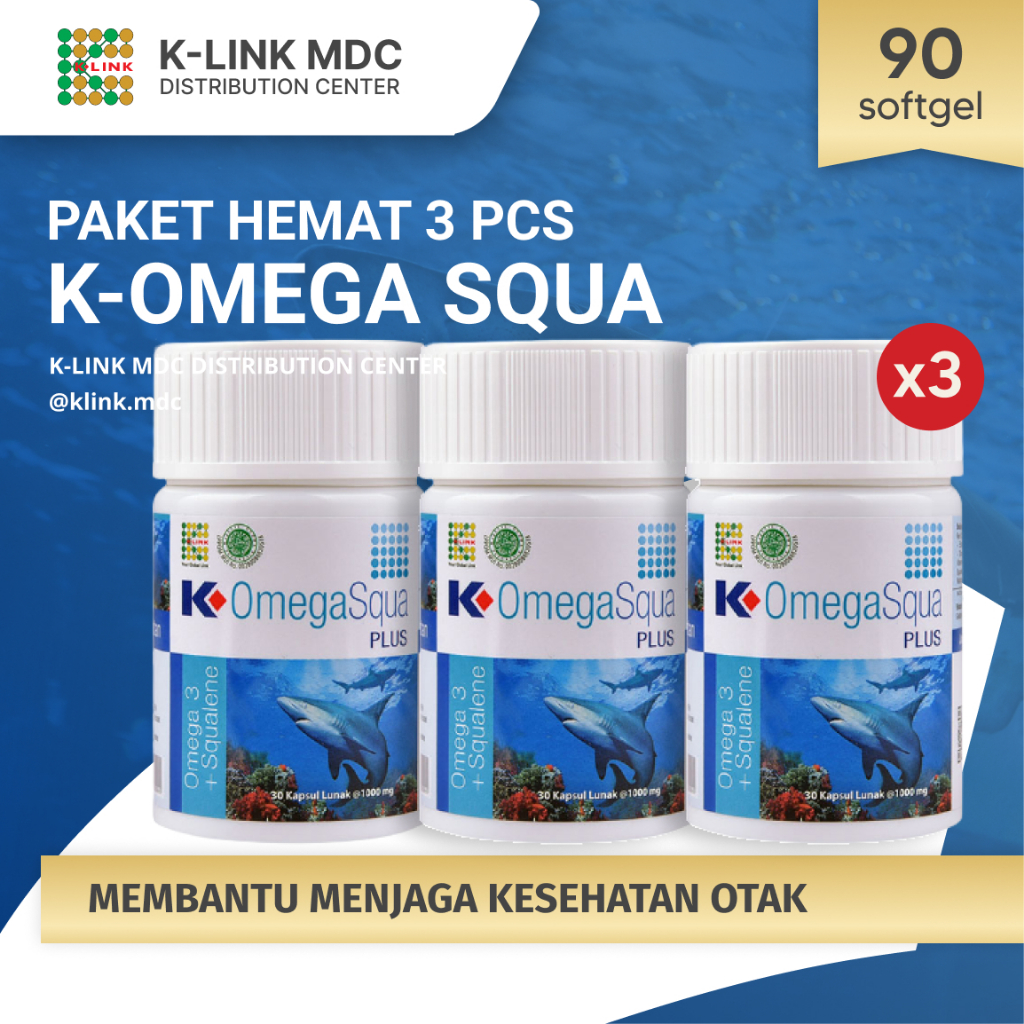 [Paket Hemat] K Omega Squa (3 pcs) K Omega Squa Plus Original Squalene & Lecithin 1 Botol is 30 Soft