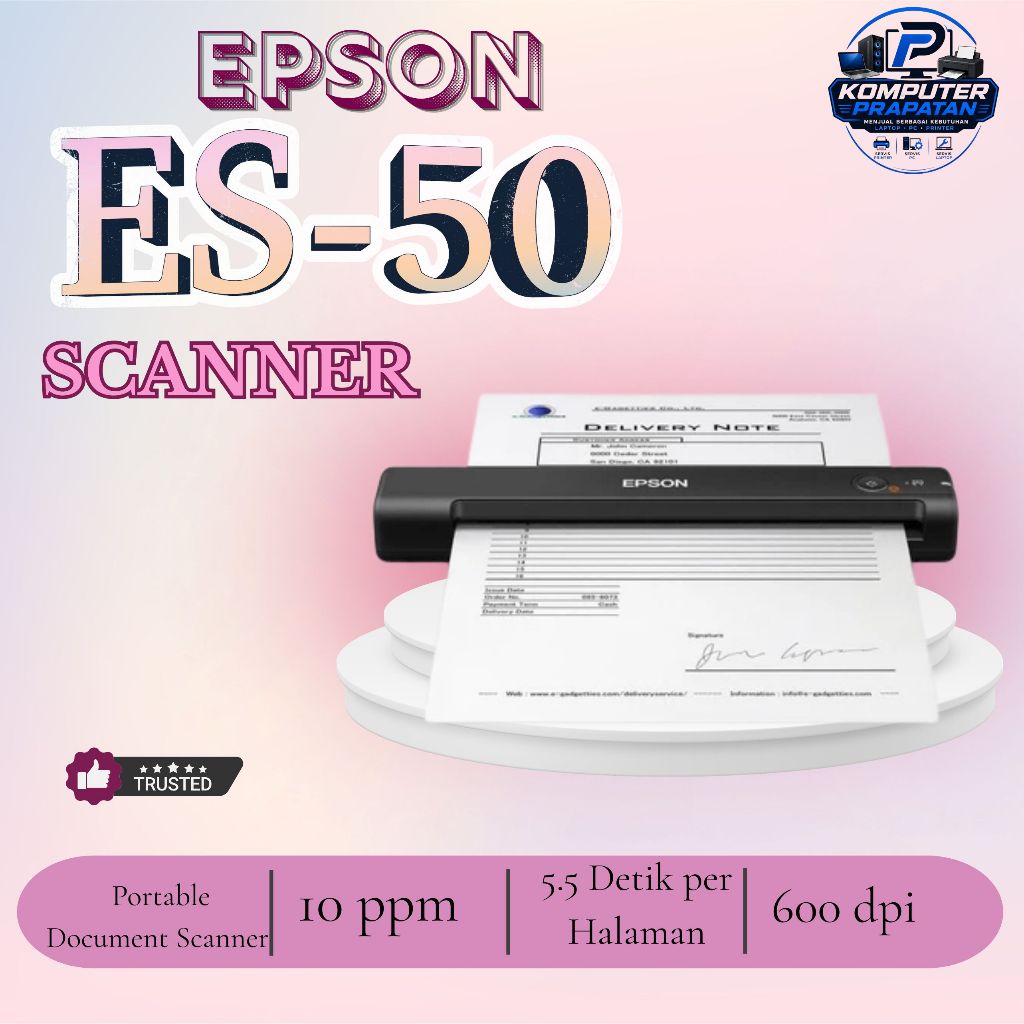 Scanner Epson WorkForce ES-50 Portable Mobile Scanner A4 USB 600dpi | Scanner Dokumen Portable
