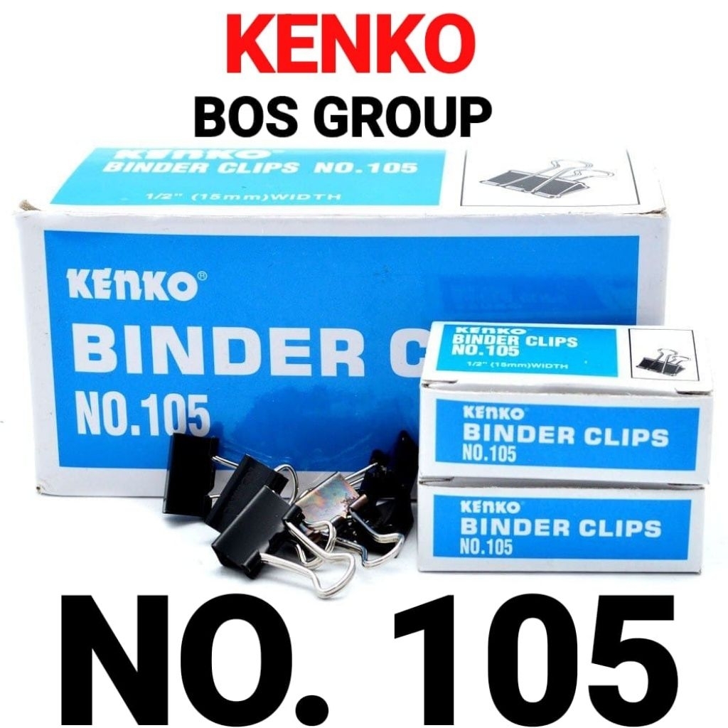 [BOX KCL] BINDER CLIP NO.105 KENKO TEBAL ISI 12 BH / PENJEPIT KERTAS KENKO / PAPER CLIP