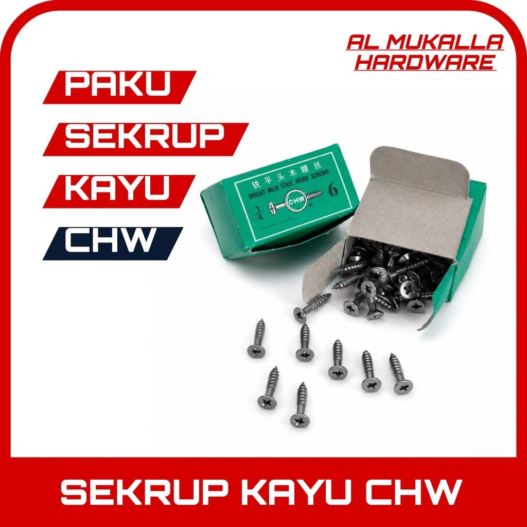 Skrup Sekrup Baut Kayu Drywall Lemari CHW Wood Screw Ukuran Lengkap Kepala Plus, Tahan Lama Dan Muda