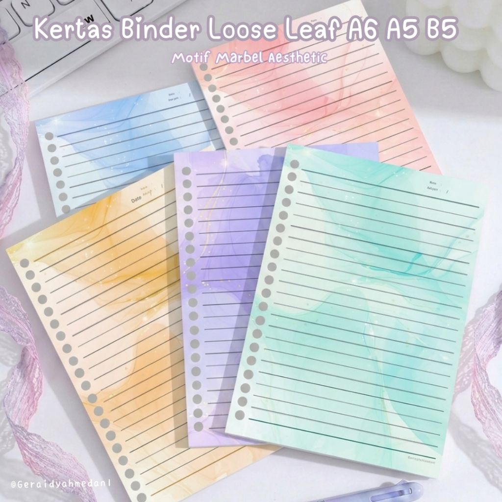 Kertas Binder Loose leaf A5 B5 Motif Marbel Aesthetic