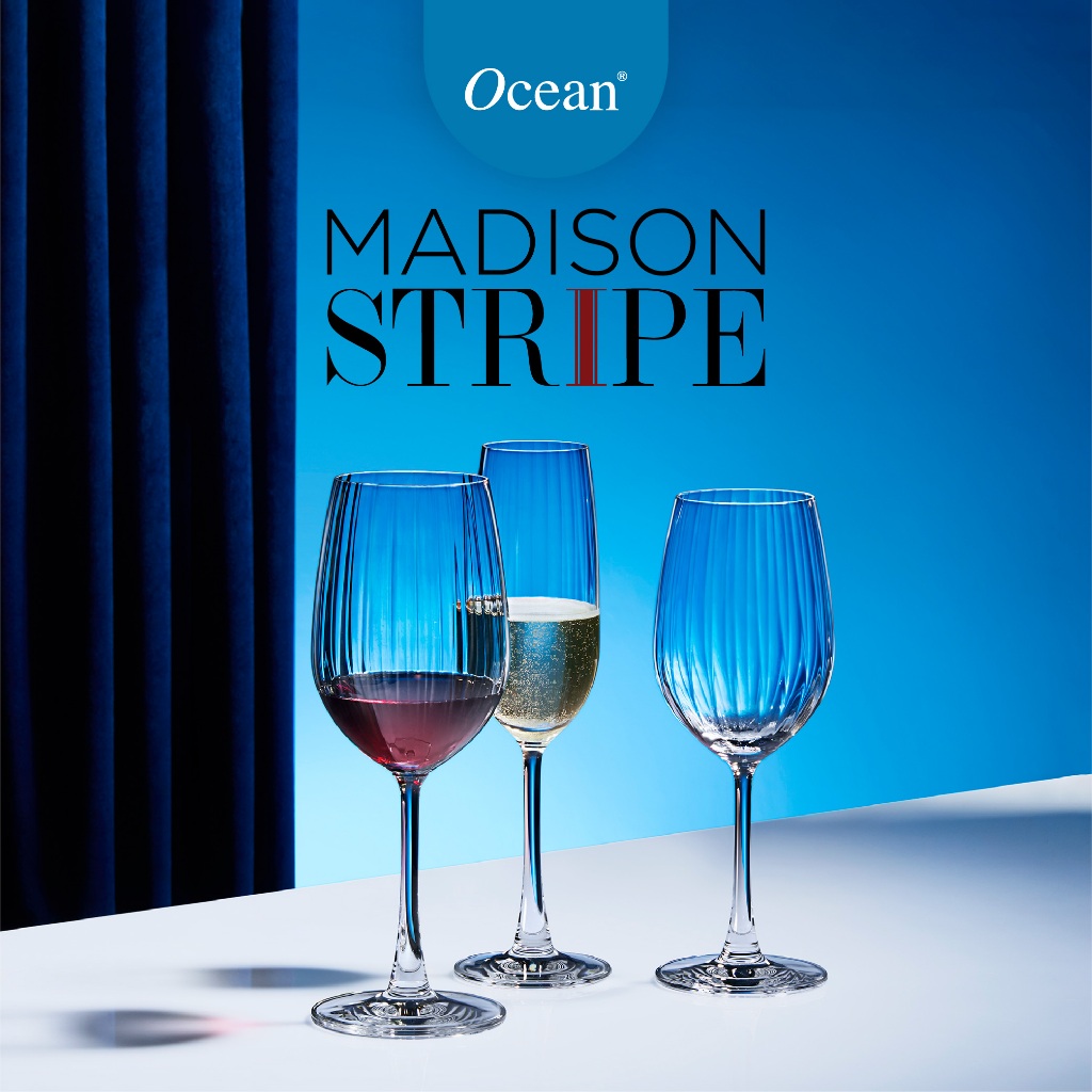 Ocean Madison Stripe Red Wine / Flute Champagne / White Wine - Gelas Wine