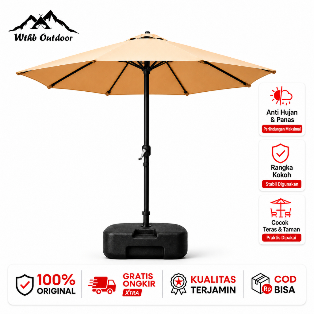 WTHB Outdoor  Tenda Payung Payung Jualan 270CM Pantai Outdoor Umbrella UV Perlindungan Kain