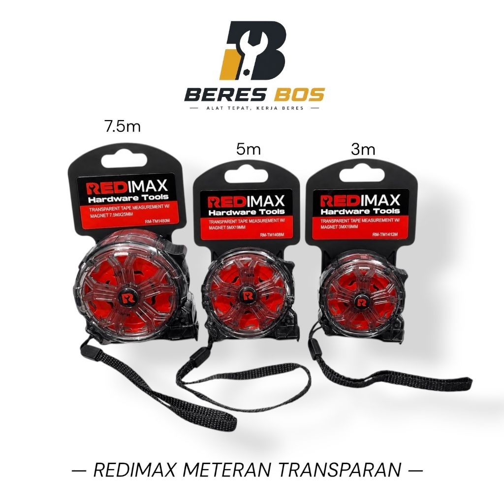 REDIMAX METERAN TRANSPARAN MAGNET ANTI PECAH 3M 5M 7.5M