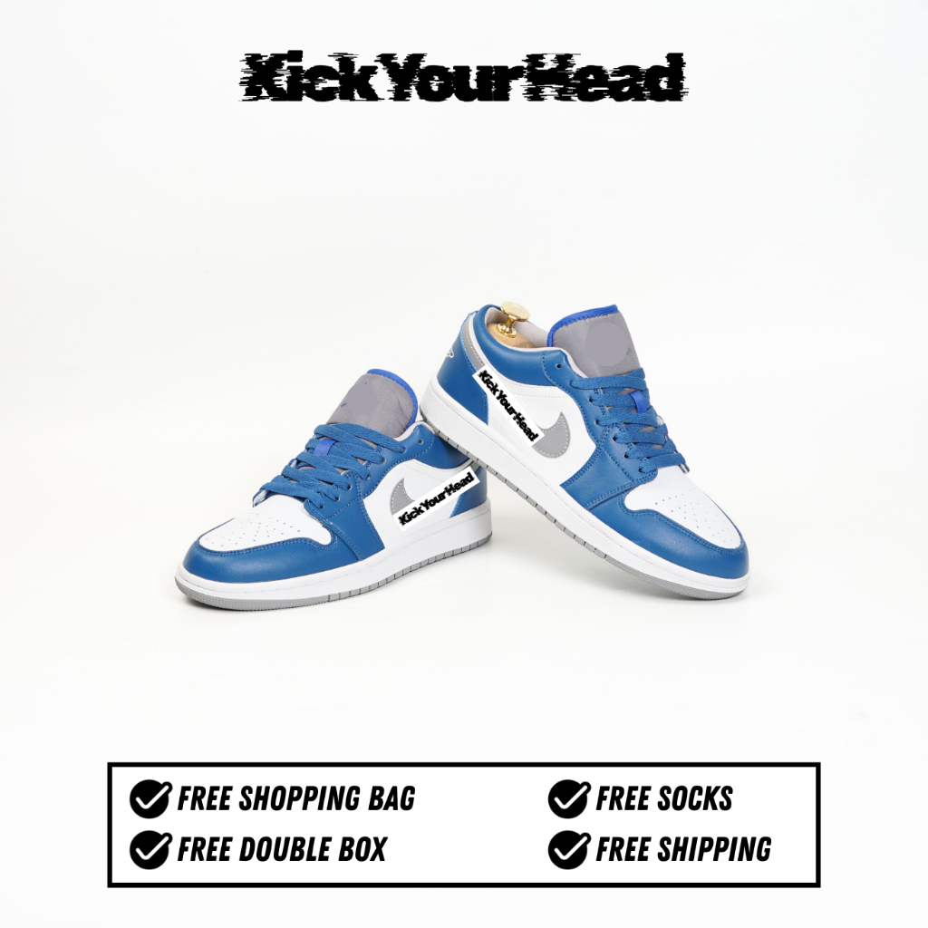 Sneakers Men's AJ1 Low Blue Silver Grey 100% Bnib 40 - 44