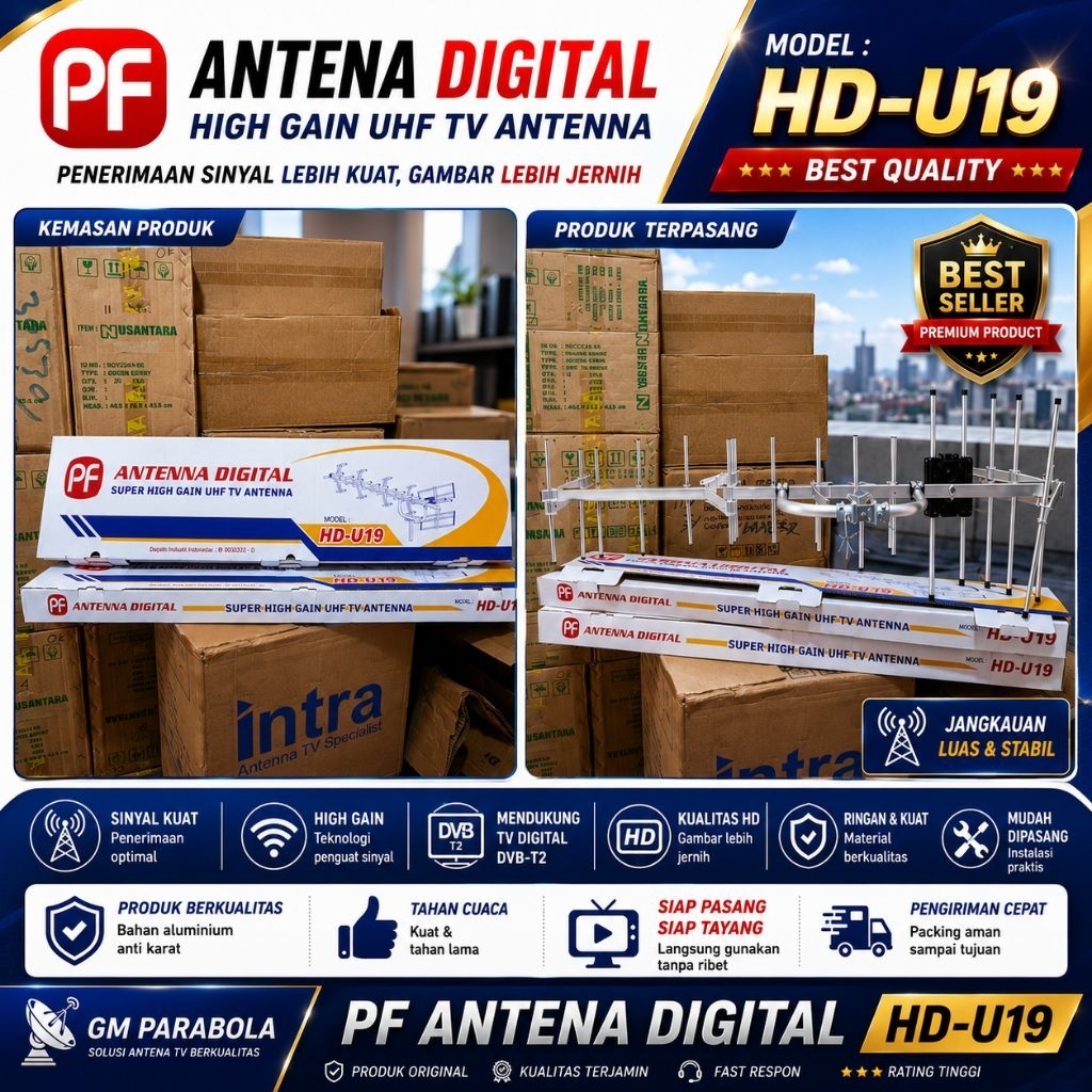 ANTENA DIGITAL PF ANTENA UHF UNTUK STB  HD -U19 ANTENA UHF KUAT MENANGKPAP SIGNAL BONUS KABEL 15 YEA