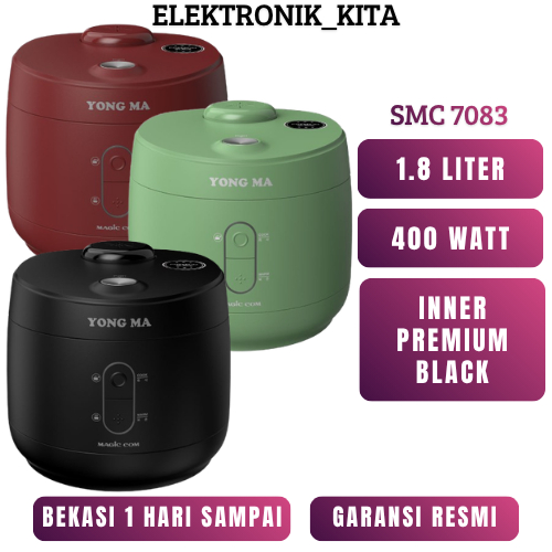 YONGMA RICE COOKER 1.8 LITER SMC 7083 SMC7083 SMC-7083 MAGIC COM INNER PREMIUM BLACK GARANSI RESMI
