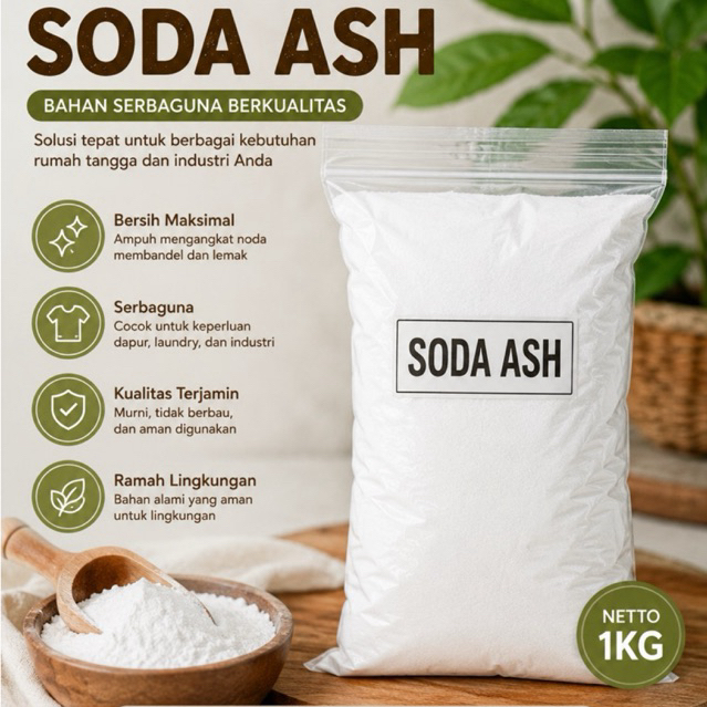 Soda Ash 1kg - Bahan Baku Sabun, Penjernih Air, Peningkat pH, Kemasan Repack
