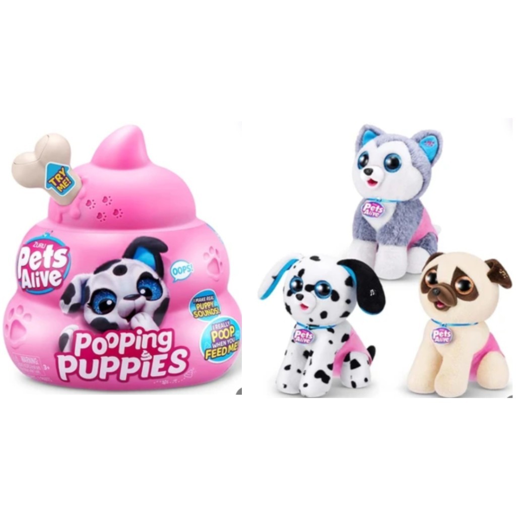 Mainan Anak Zuru Set Boneka Plush Pet Alive Pooping Puppies Random