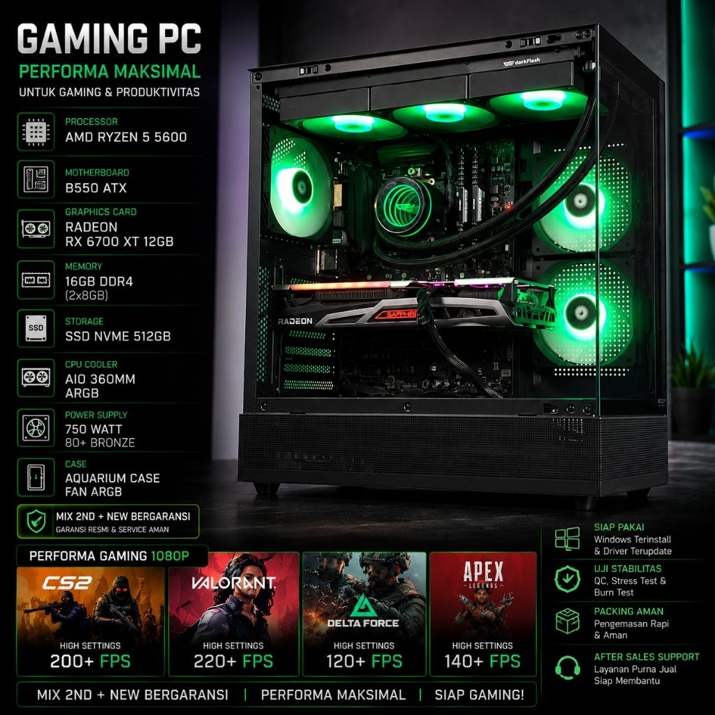 PC Rakitan RYZEN 5 RX 6700 XT 12 GB