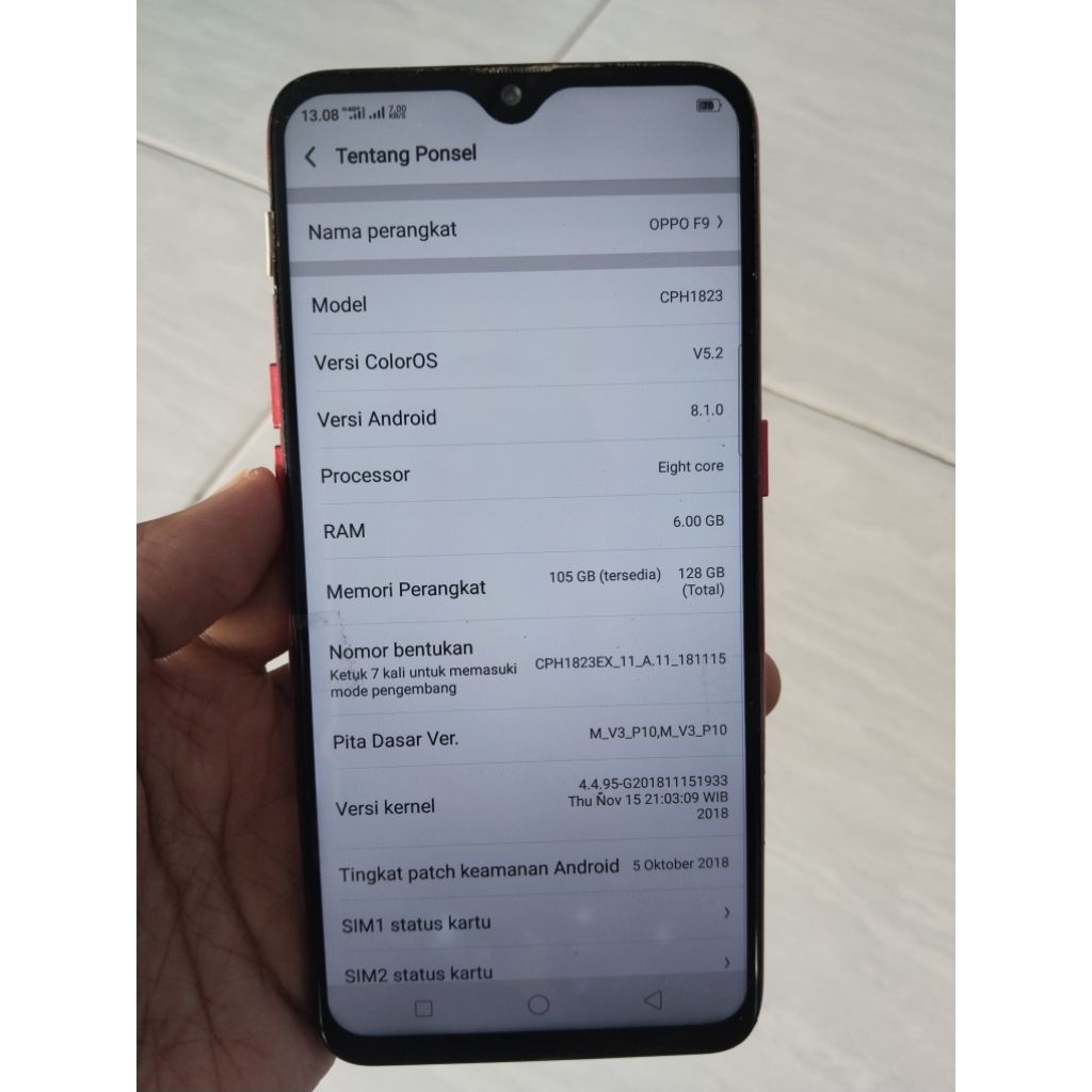 mesin oppo f9 6/128 kw/referbis normal