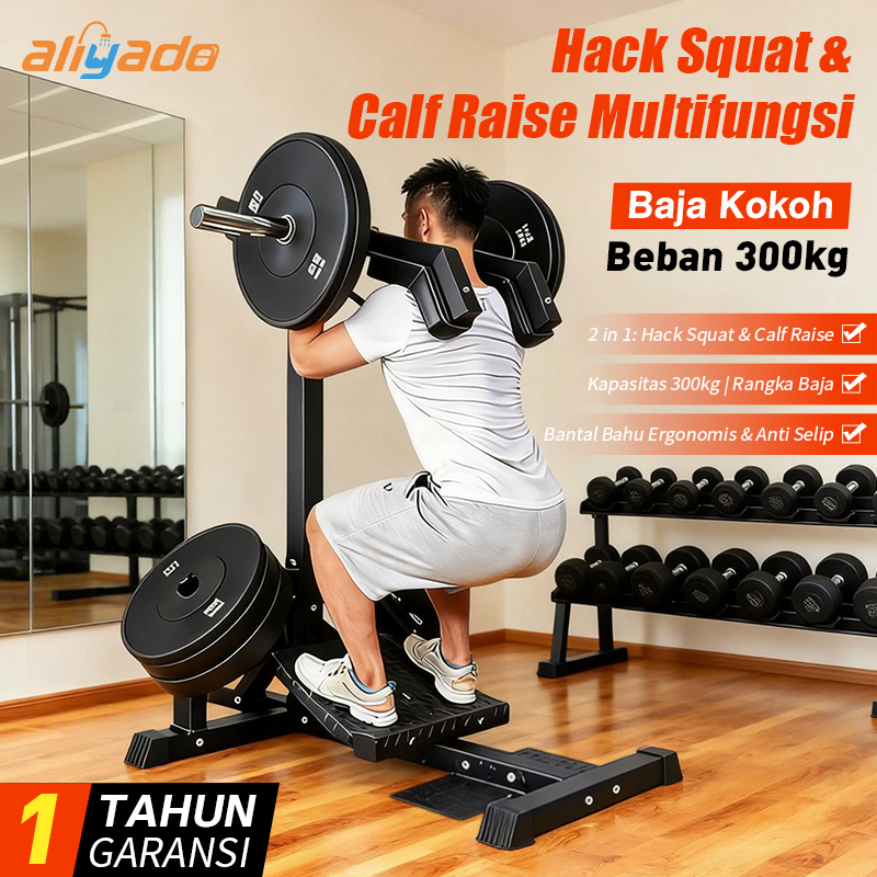 Alat Gym Leg Press Hack Squat Machine Mesin Latihan Kaki Calf Raise Leverage Squat Rack Beban Maks 1