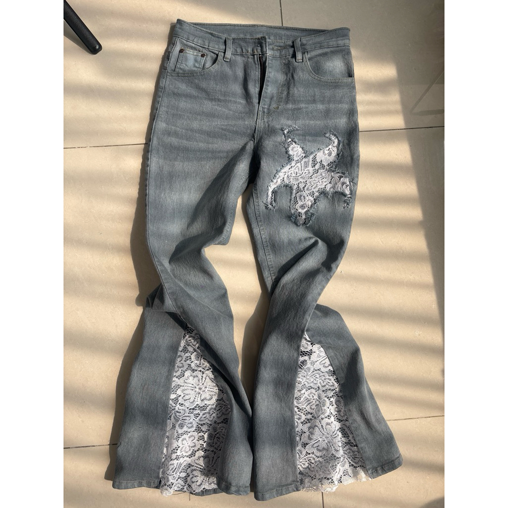 Y2K FLARE LACE JEANS CONCEPT VINTAGE LIMITED STOCK