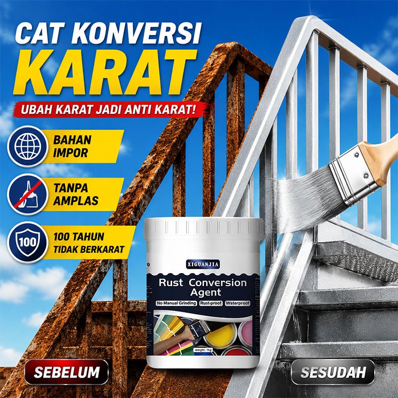 Tidak perlu digiling Cat anti karat Metal Pengeringan cepat 6 jam Cat penghilang karat Kirim alat An