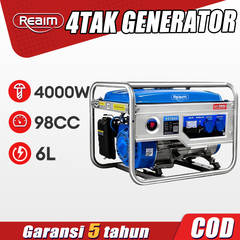 REAIM Mesin Genset 4000W Genset Portable Pembangkit Listrik 210CC Mini untuk Rumah Tangga Outdoor