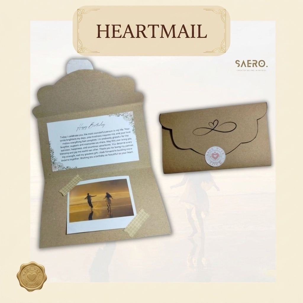 (SEHARI JADI) HEARTMAIL LOVE LETTER GREETING CARD KARTU UCAPAN CUSTOM FOTO KADO UNIK WISUDA SEMPRO U
