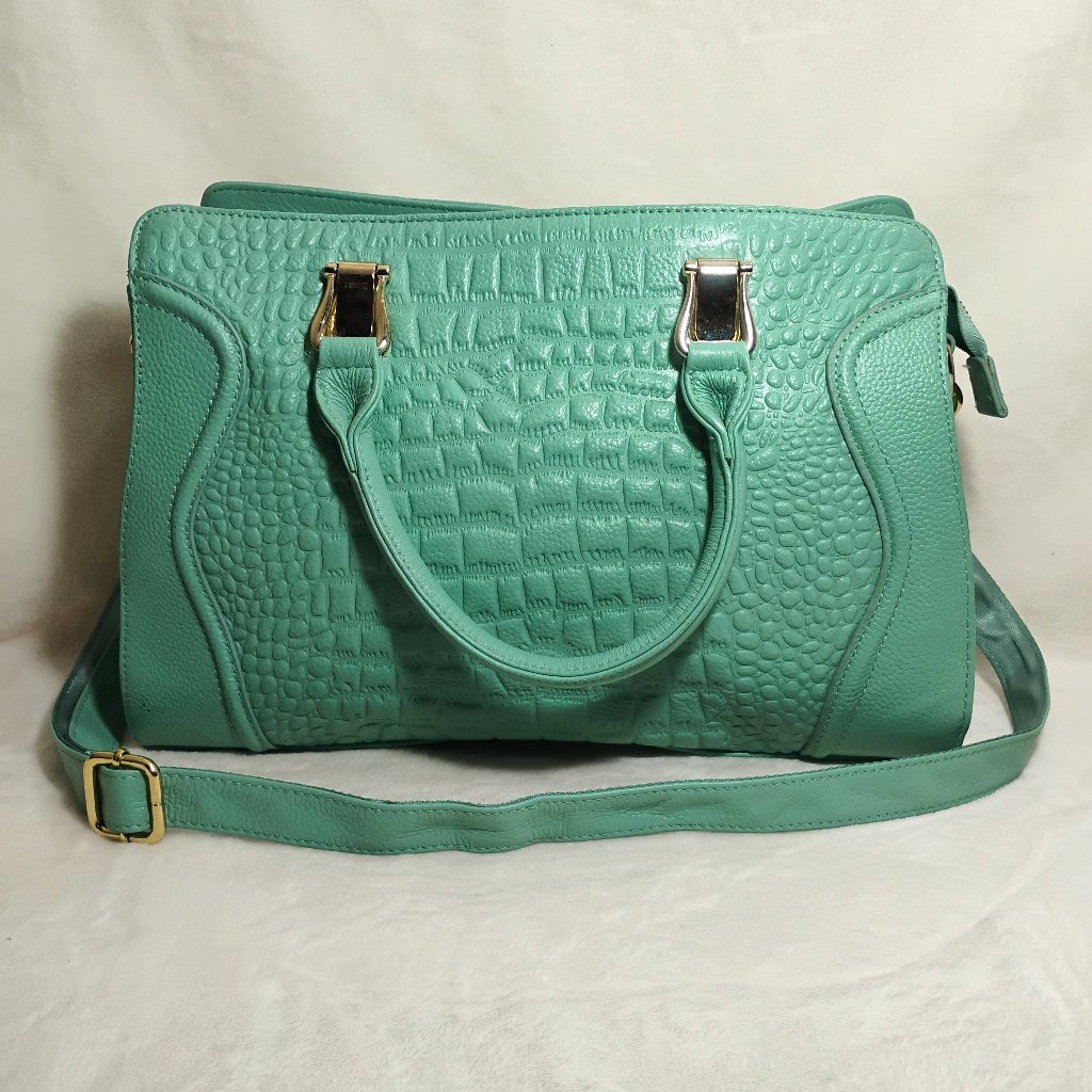 [PRELOVED] Tas kulit kulas Kondisi B4gus Wanita tas Slempang Bahu Shoulder Bag Warna Hijau Tosca - V