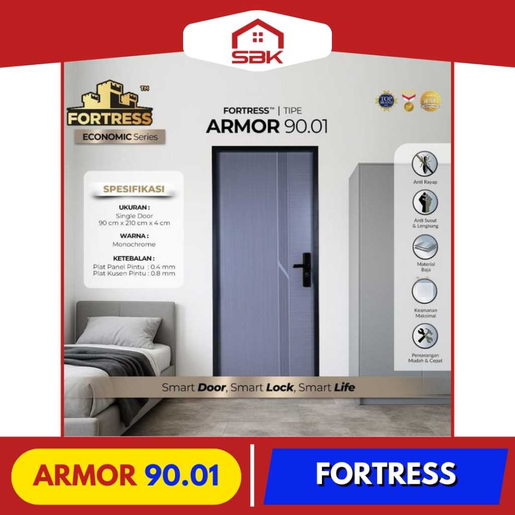 Pintu Baja | Pintu Rumah | Pintu Fortress 90x210 Armor Series