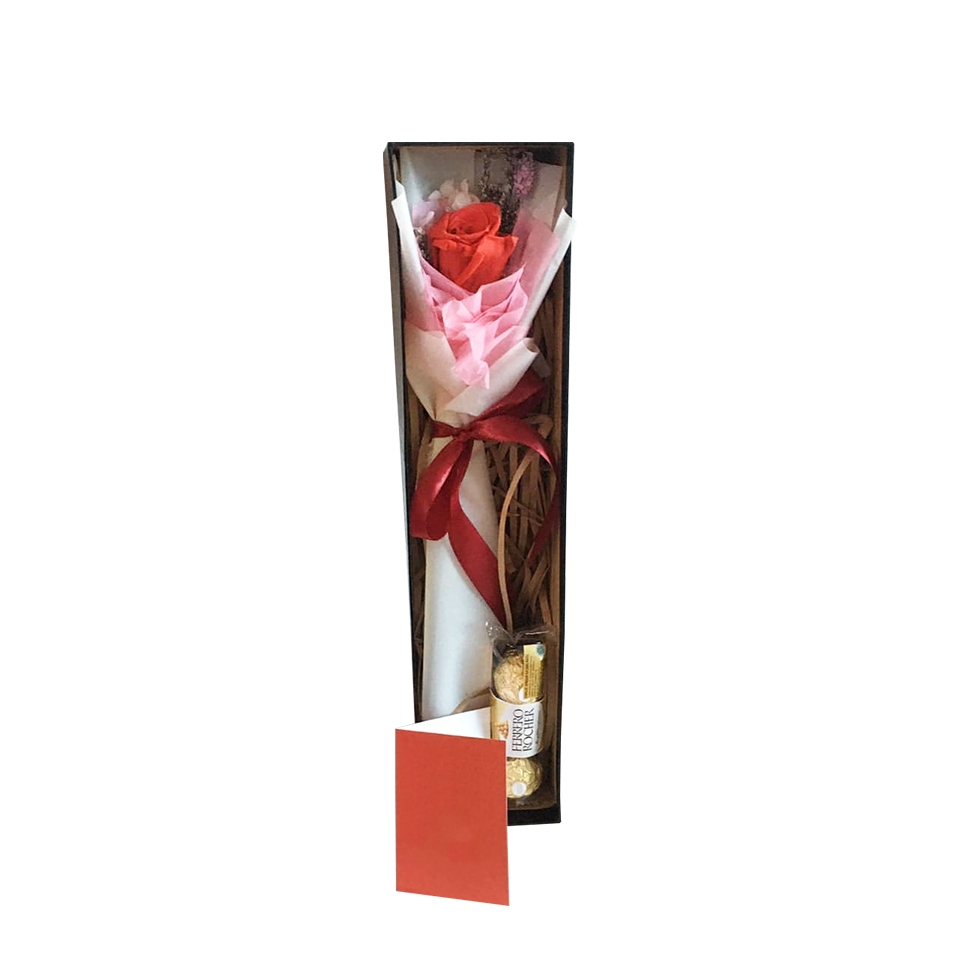 Flowerhouse - Infinity Love Set - Hampers Valentine Preserved Rose with Ferrero Rocher Chocolate