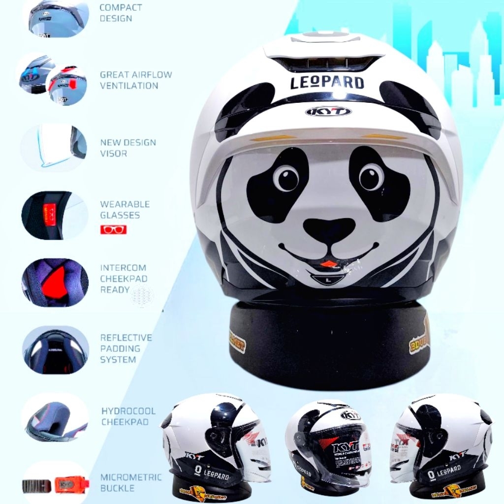 HELM KYT KYOTO RANGER 2.0 MOTIF LEOPARD PANDA 100% ORIGINAL KYT