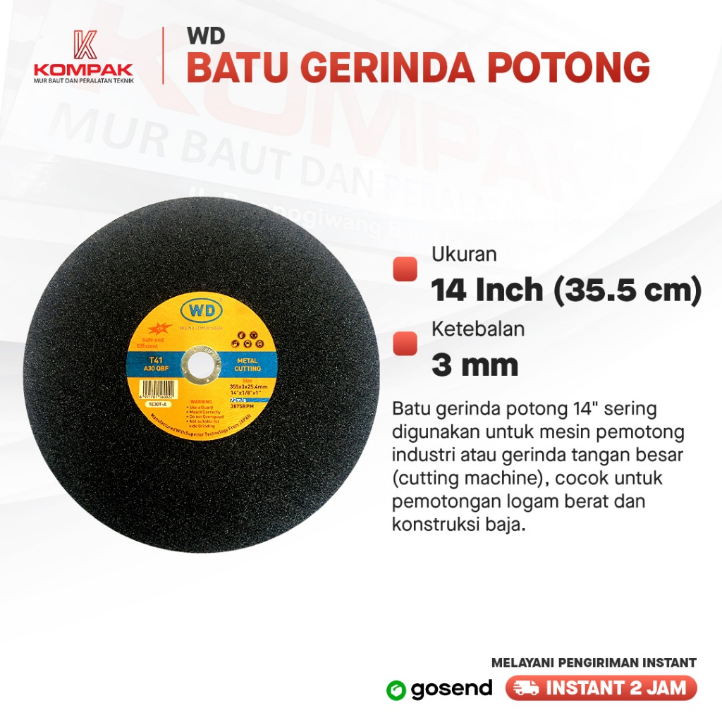 Gosend WD Batu Mata Gerinda Potong 14 inch Potong WD 14 INCH