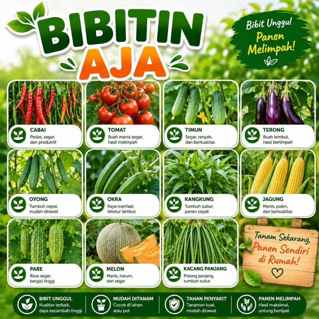 BIBITIN AJA | Benih Sayuran Lengkap Harga 2000-an | Panen Cepat & Berkualitas I Benih Sayur Berkuali