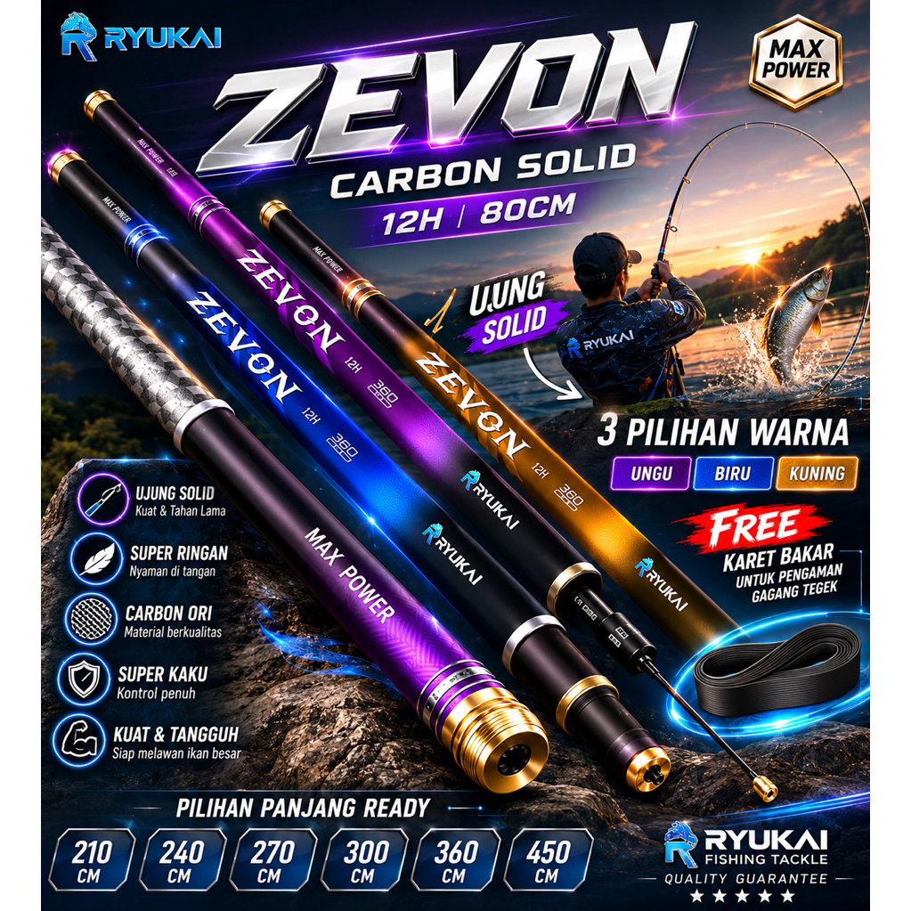 TEGEK RYUKAI ZEVON 12H SUPER KAKU KUAT DAN RINGAN MAX POWER 25kg
