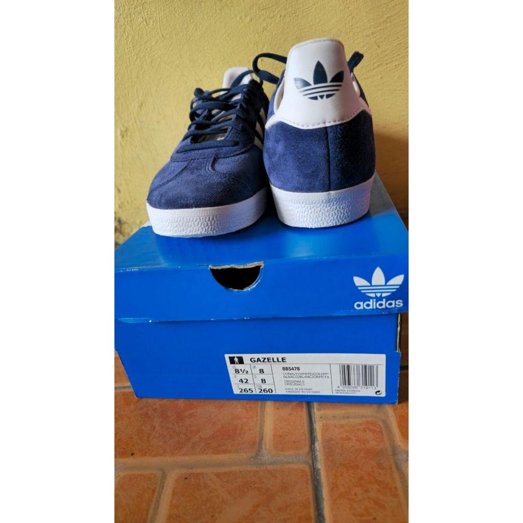Sepatu Adidas Gazzele Biru Navy Putih