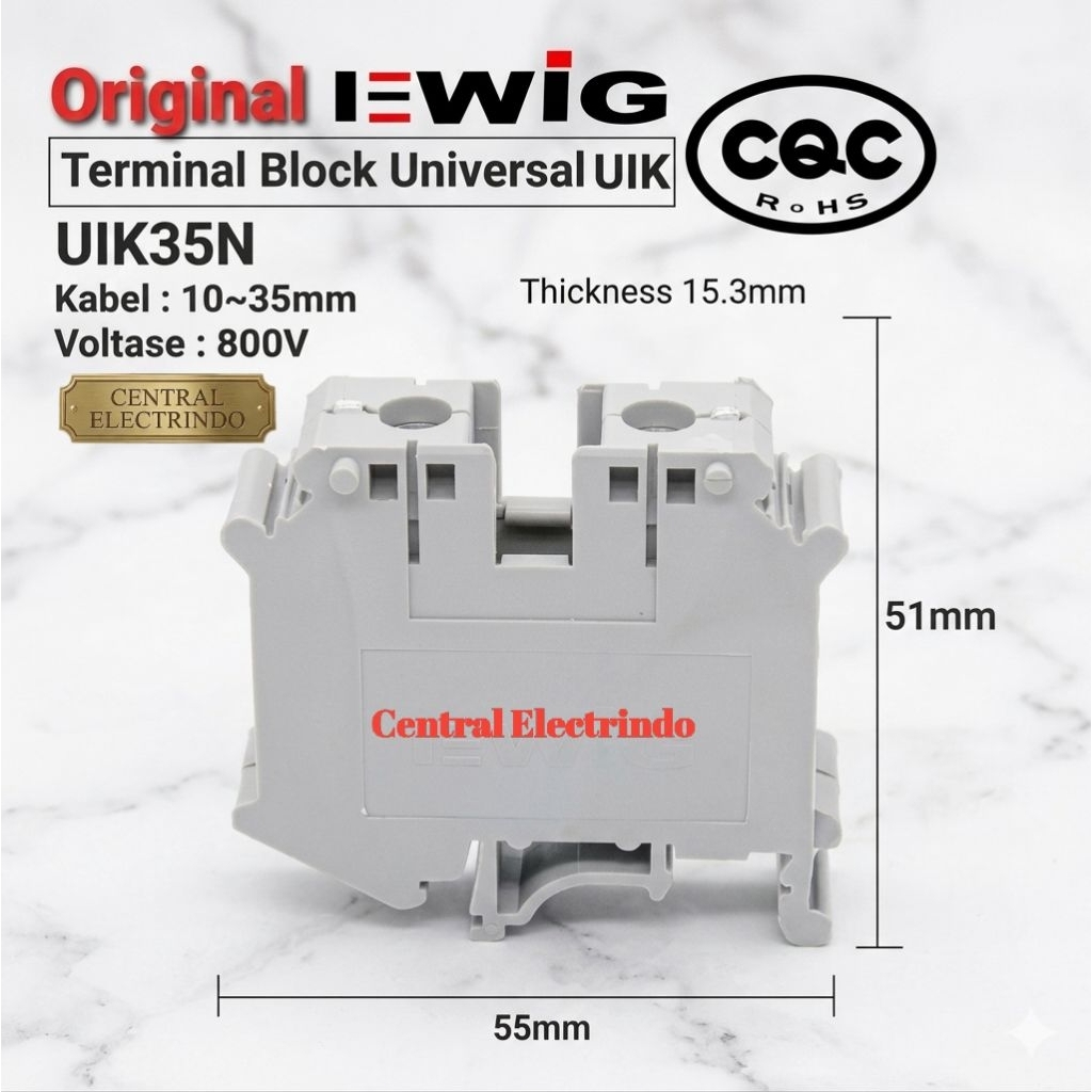 Terminal Block Universal UK35N (10~35mm) 800V Din Rail EWIG.