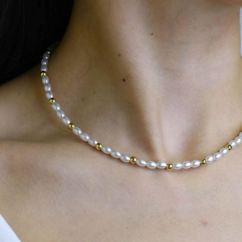 kalung manik simple aesthetic | kalung manik manik Korea simple kekinian