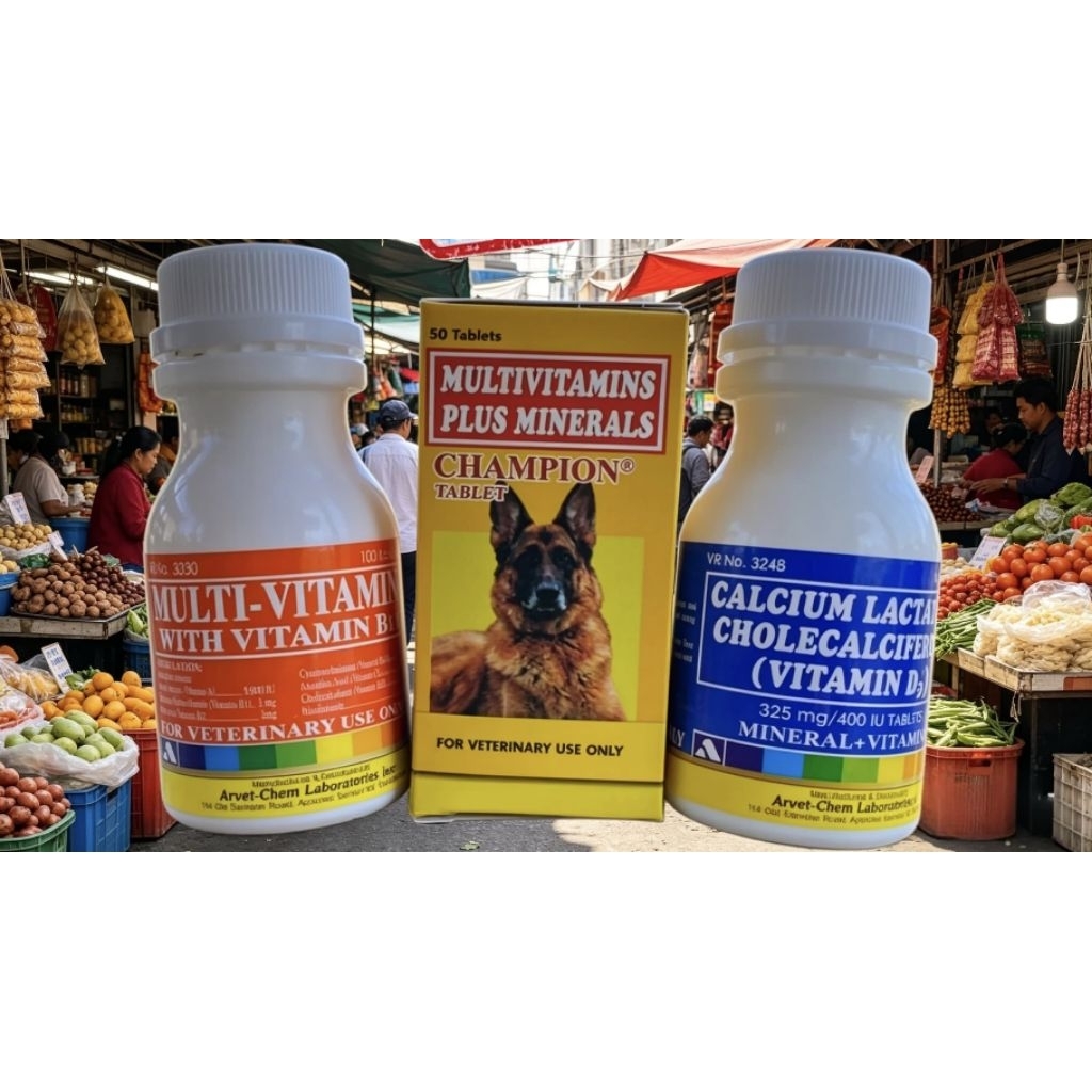 CALCIUM LACTATE-CHAMPION TABLET-MULTIVITAMIN PAKET UNTUK AYAM JELANG LAGA