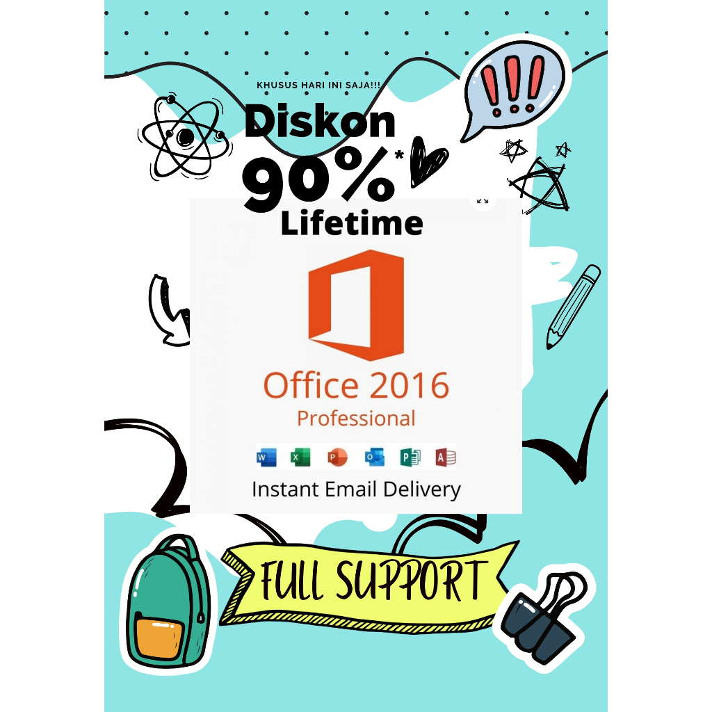 Microsoft Office 2016 Professional Plus - Lisensi Permanen, Aktivasi Online, Bebas Virus