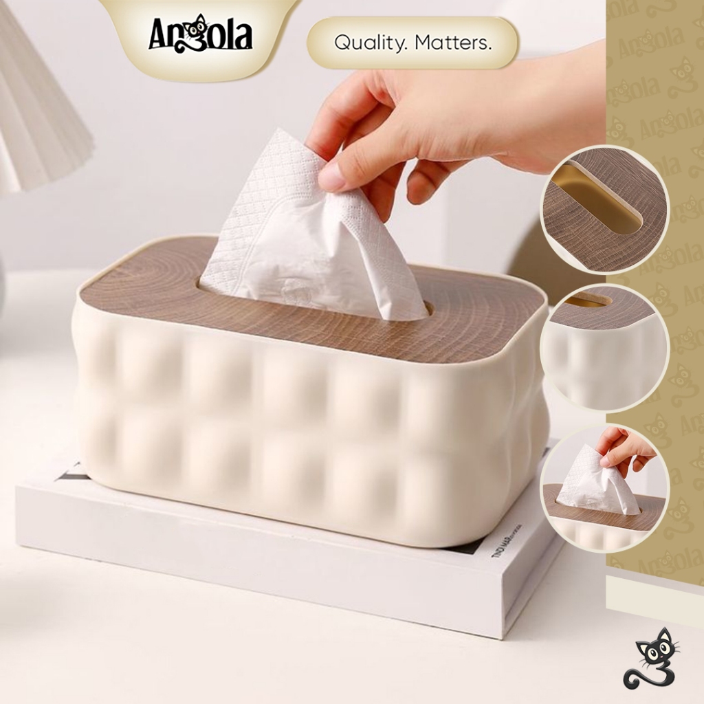 ANGOLA Tempat Tisu Aesthetic D87A Tissue Box / Kotak Tisu Minimalis / Wadah Penyimpanan Tisu