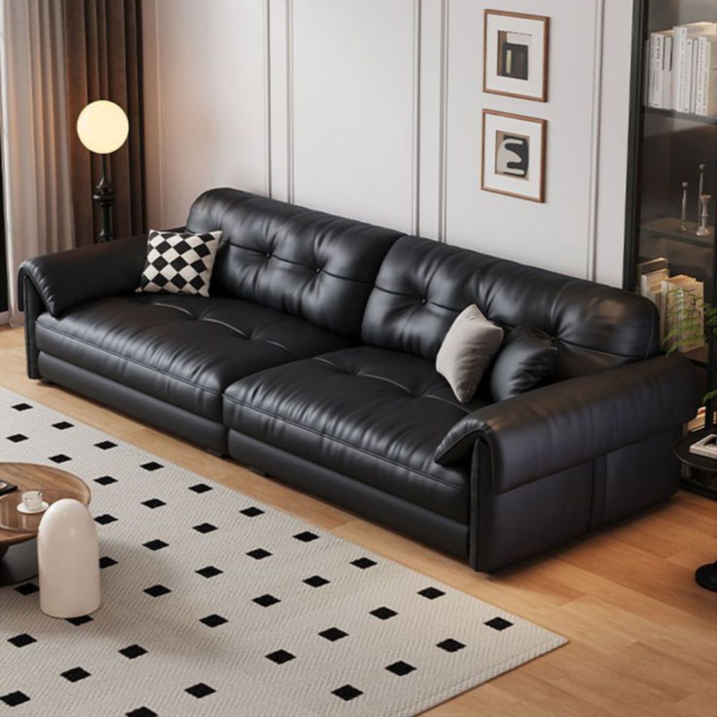 Sofa 2 Dudukan Sofa Ruang Tamu Kulit Mewah Hitam