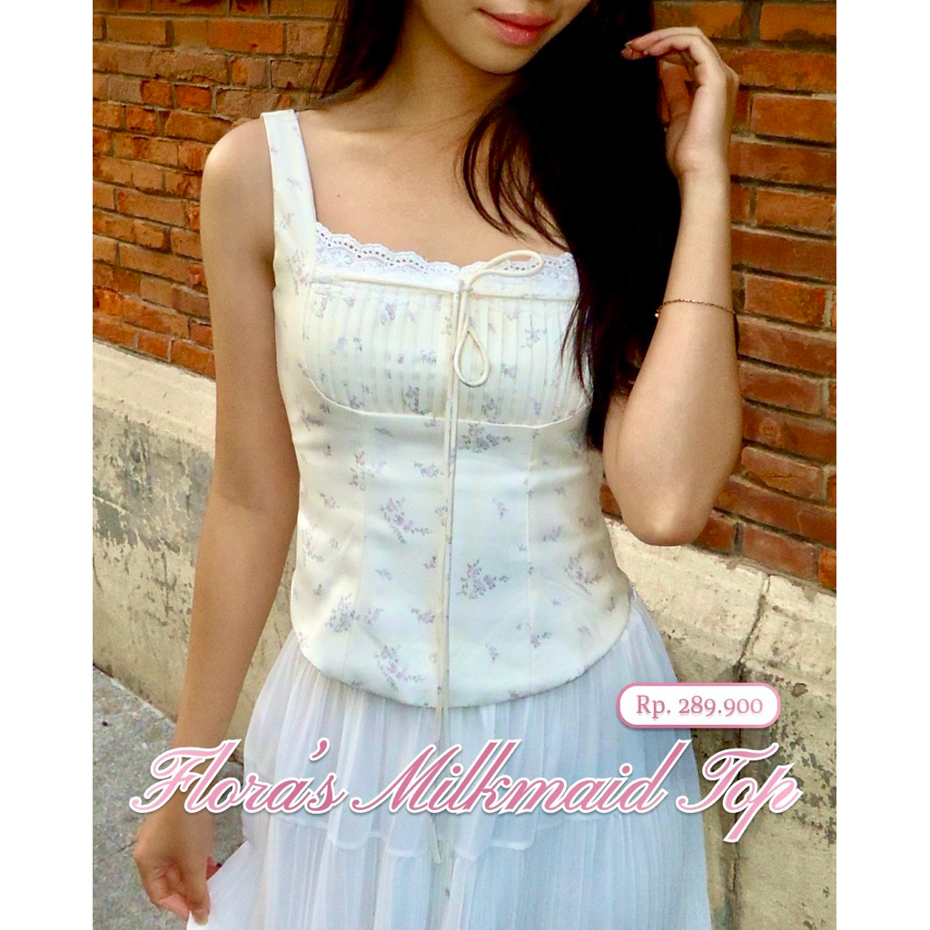 Alaia’s Milkmaid Top - Atasan Milkmaid - Milkmaid Top - Floral Top - Corset Top - Floral Corset Top