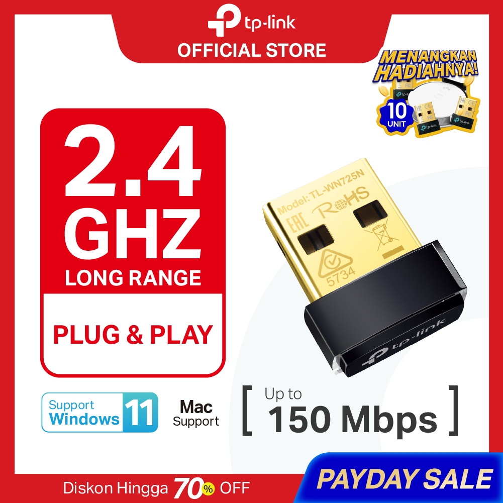 TP-Link TL-WN725N | USB WiFi Adapter |  WiFi Receiver | 150Mbps Wireless N | Dongle | Laptop PC MAC