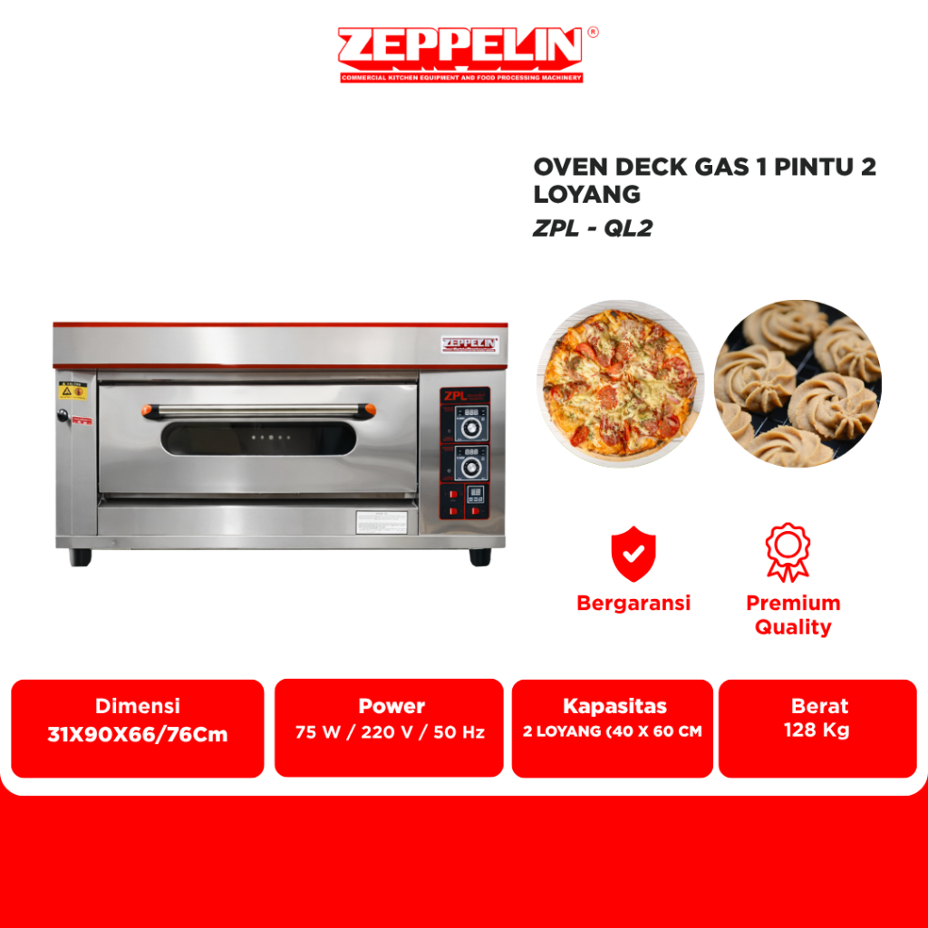Zeppelin Oven Deck Gas 1 Pintu 2 Loyang ZPL - QL2