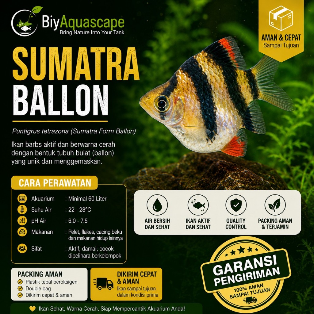 IKAN HIAS AQUASCAPE TIGER SUMATRA BALON