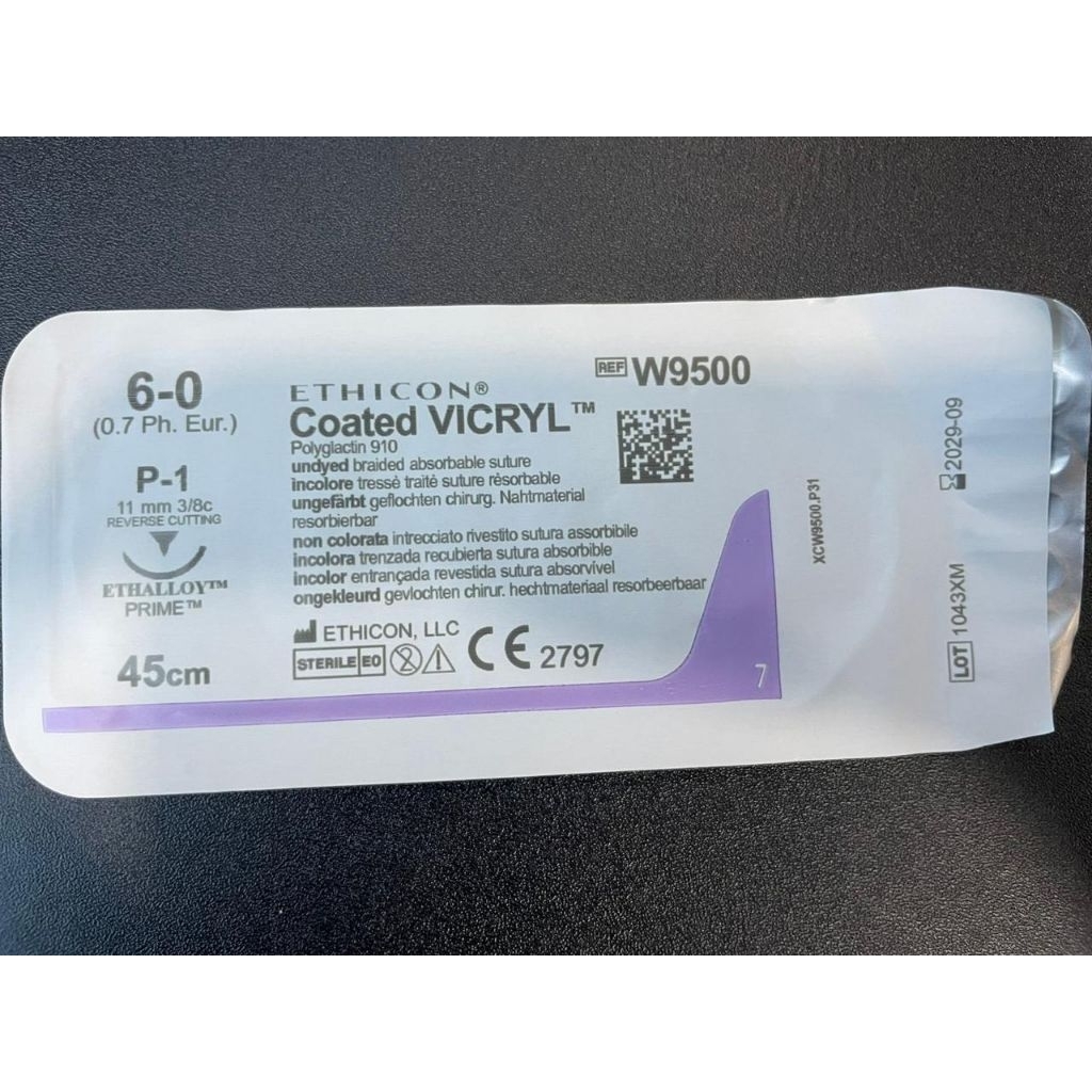 coated vicryl 6/0 cutting per lembar ready