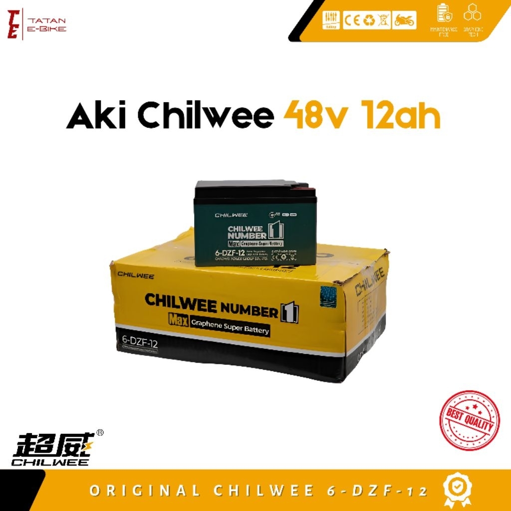Aki Sepeda Listrik 12V 12A 6-DZF-12 Chilwee Original.