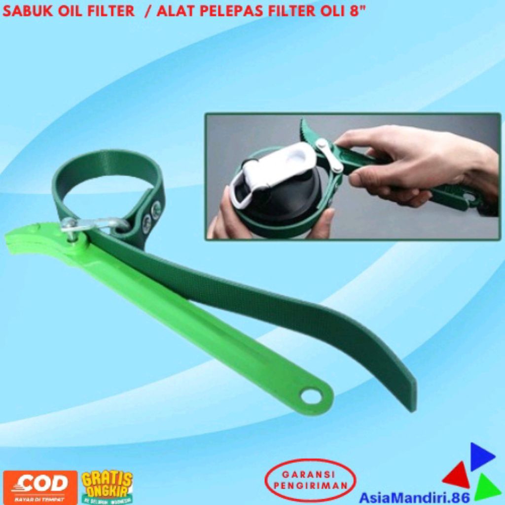 0Kunci Oli Filter Kulit Sabuk 8" Kunci Pembuka Filter Oli Mobil Universal Kunci Pembuka Filter Oli