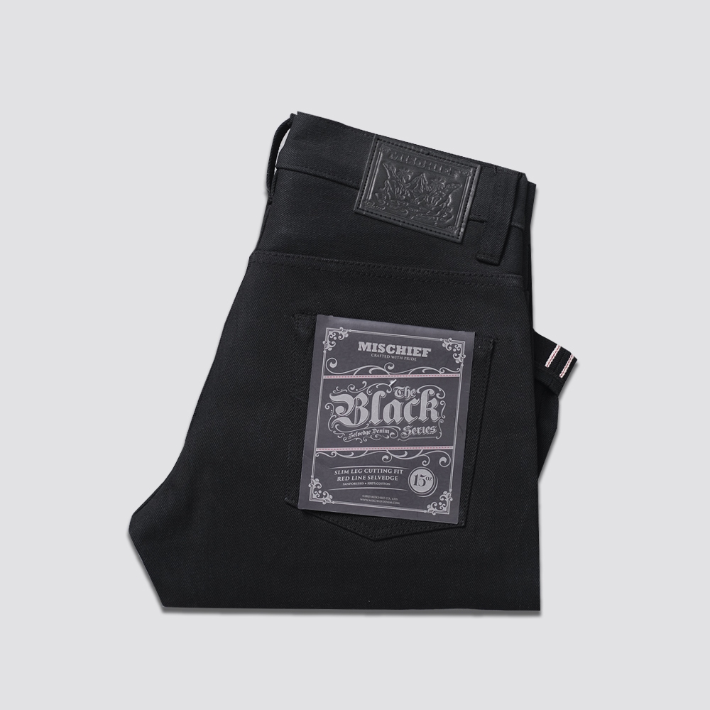 Mischief Denim - SL 002 BK Selvedge 15oz - Black Denim Selvedge