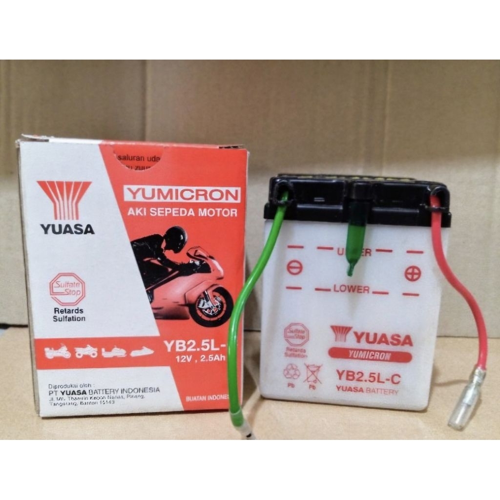 AKI YUASA YB2.5L-C AKI BASAH AKI MOTOR GL MAX, GL PRO