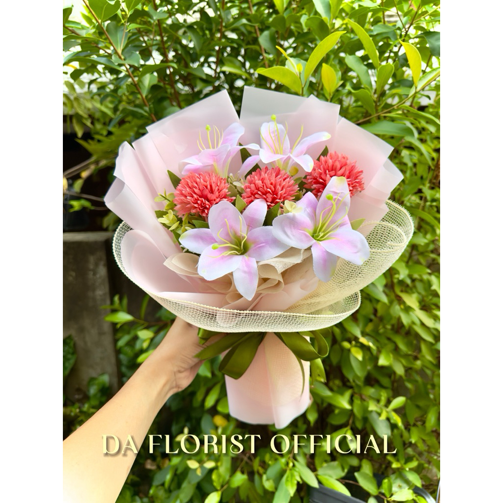 BUKET ARTIFICIAL LILY CANTIK BUKET BUNGA KADO BUNGA