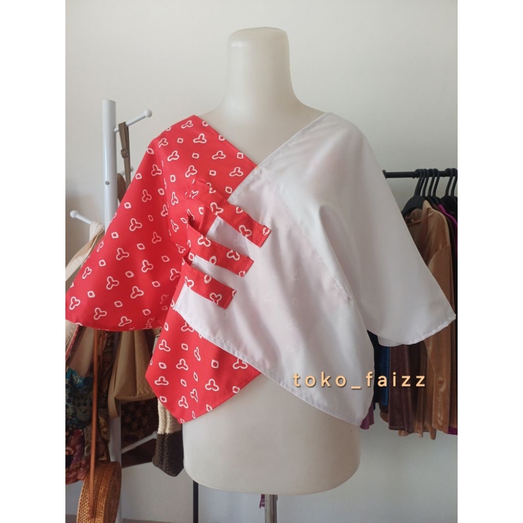 Vest Rompi Outer Batik Motif Jumputan Warna Merah Putih Trendy