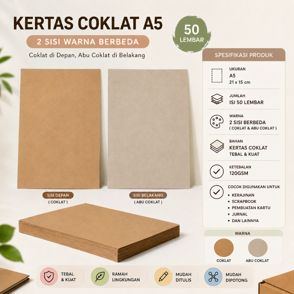 Kertas Kraft Liner Tebal A5 / Karton Tik putih